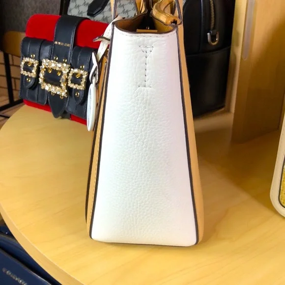 Michael Kors Tan and White Leather Tote - Picture 5 of 12